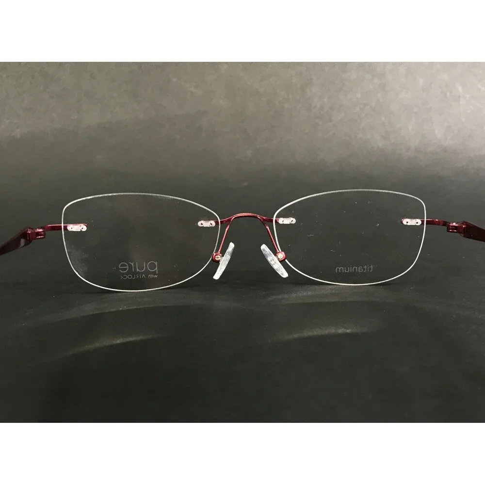 Pure Eyeglasses Frames Patina 202 602 Wine Rimless Titanium Crystals 49-18-140